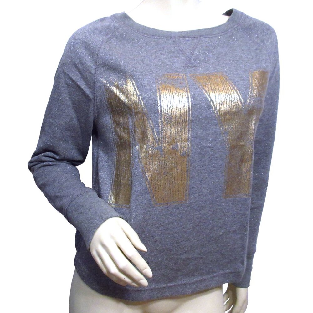 Vintage Y2K Aeropostale Sparkly Glitter Gray Sweatshirt NY Gold Print Streetwear